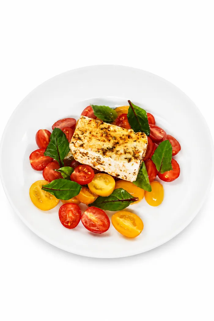 A salad with tomatoes and feta